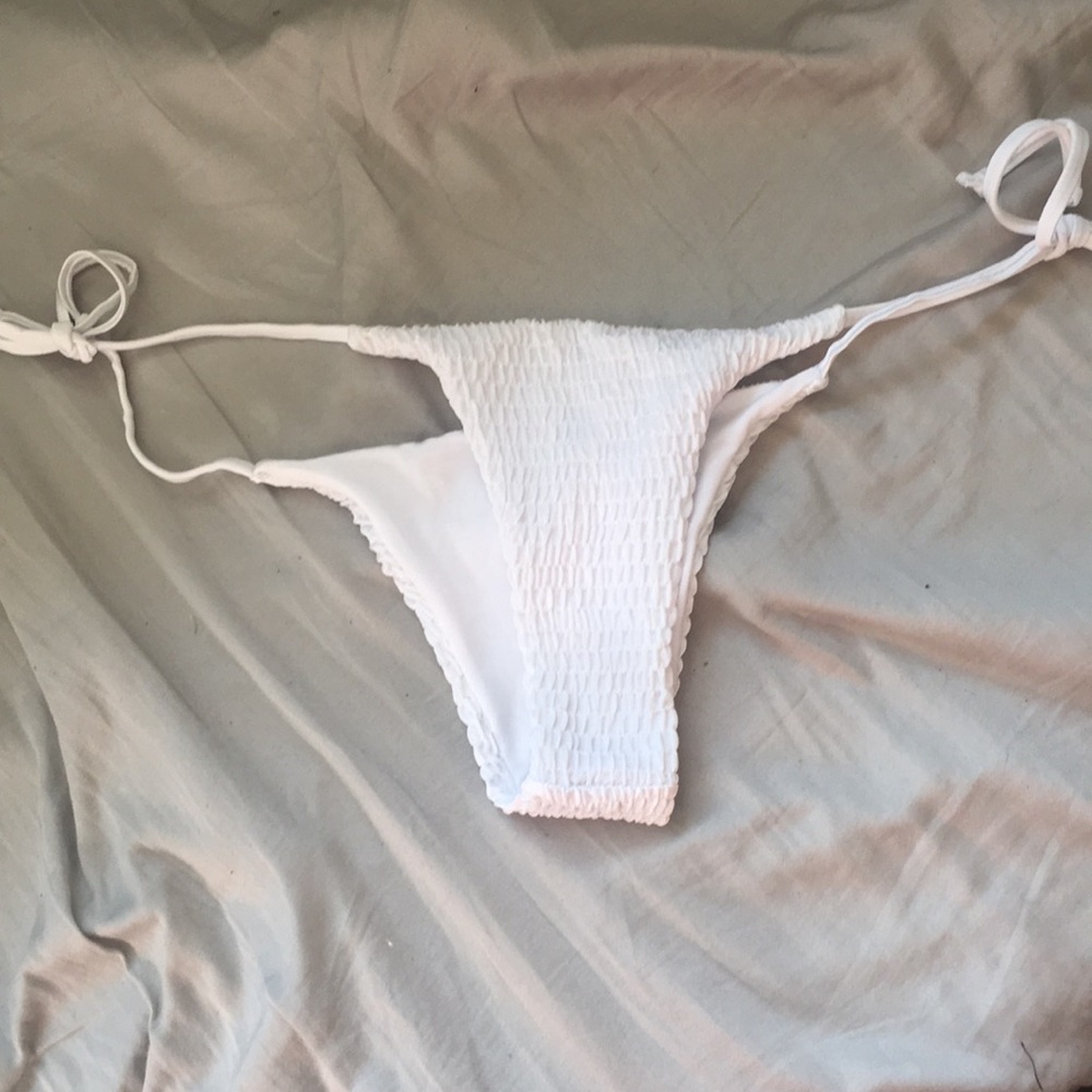 Textured White Bikini Bottom